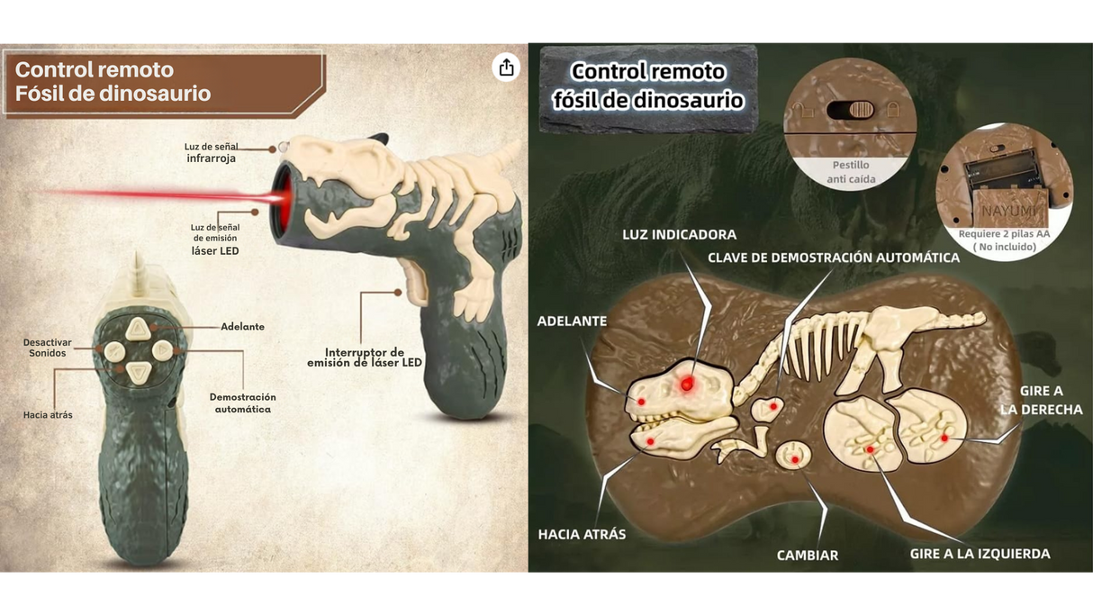 Velociraptor + 2 Controles (Remoto y Láser)