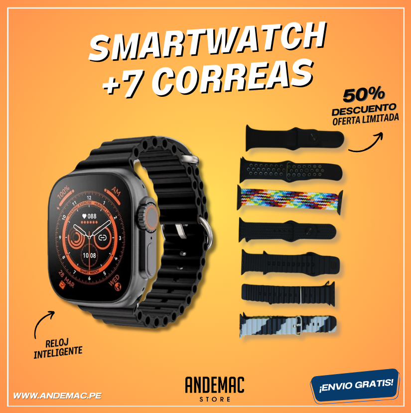 SMARTWATCH ULTRA INFINITE + 7 CORREAS