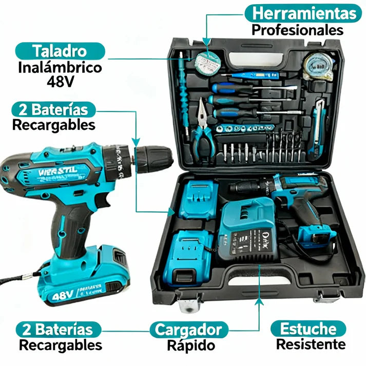 DrillMaster Pro™ - Kit Profesional + 2 Baterías + 30 Accesorios