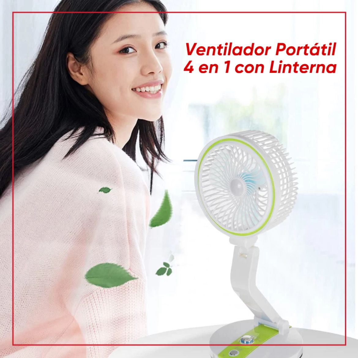 Ventilador Portatil y Oficina 4 en 1 con Linterna