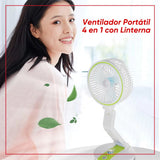 Ventilador Portatil y Oficina 4 en 1 con Linterna