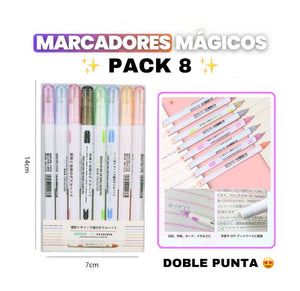 Marcadores Mágicos Pack x8 Doble punta marca SINMIO®