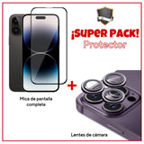 Pack de Lentes de cámara + Mica de pantalla completa para iPhone